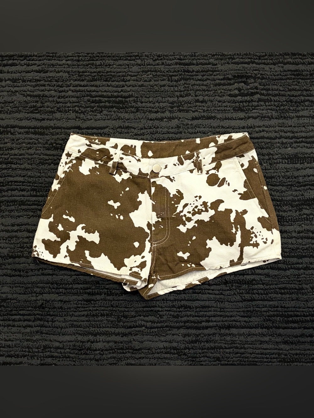 NWT 12th Tribe Cow Print Y2K Western Micro Mini Shorts - Picture 1 of 7